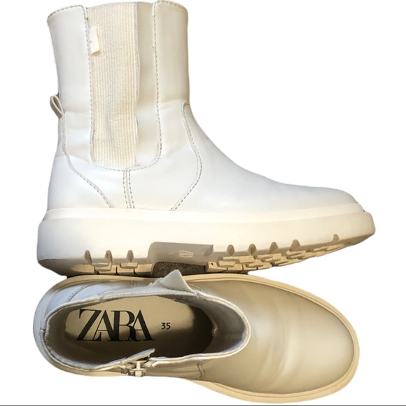 Zara white/white Chelsea boots